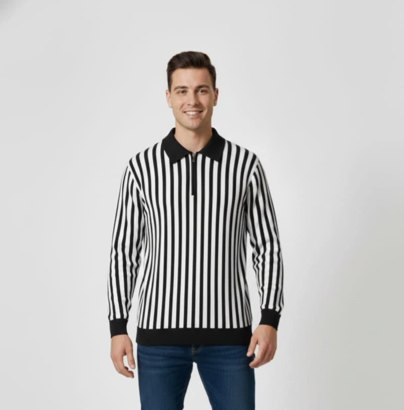 Old money style black zipper sweatshirt