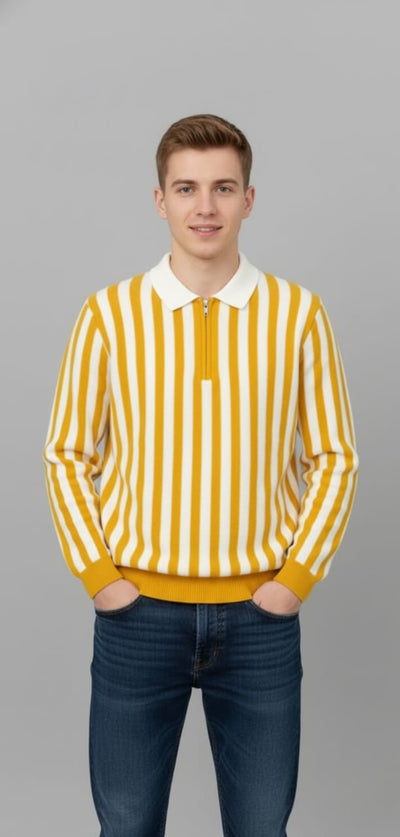 Old money style Yellow zipper sweatshirt