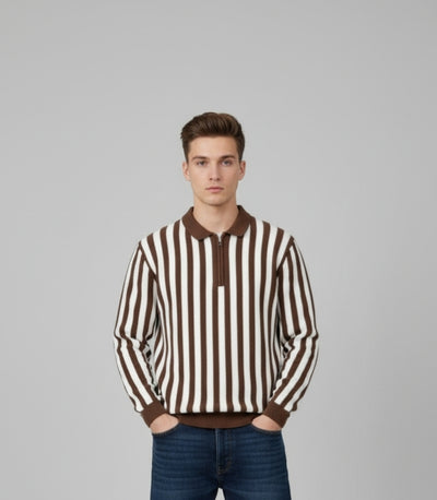 Old money style Brown zipper sweatshirt