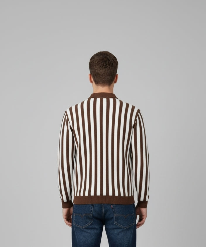 Old money style Brown zipper sweatshirt