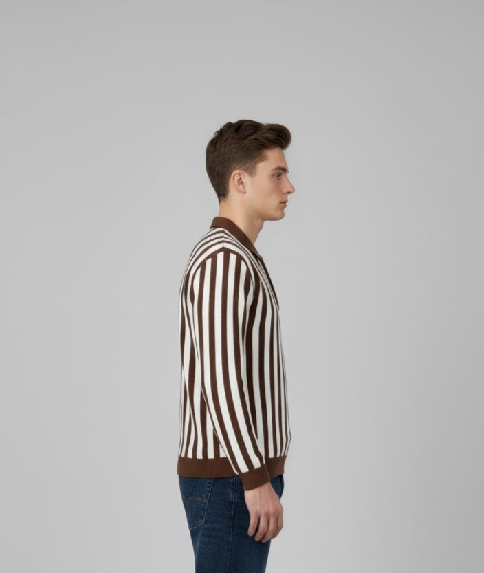 Old money style Brown zipper sweatshirt