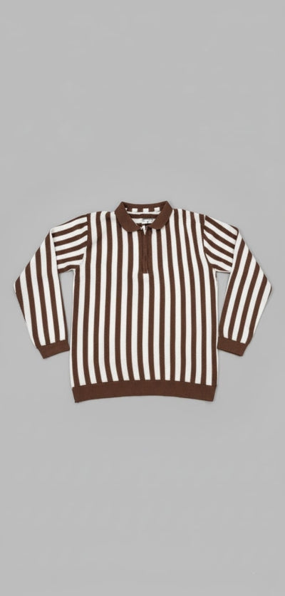 Old money style Brown zipper sweatshirt